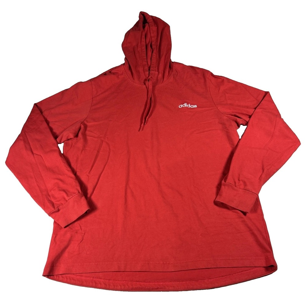 Adidas Sweater XL Adult Mens Red Hoodie Pullover Logo Stretch Modern Gym Unisex